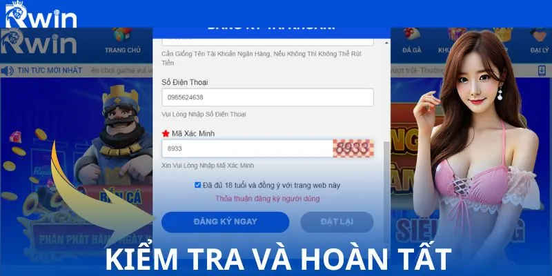 Kiểm tra – Bước cuối của hướng dẫn đăng ký RWIN